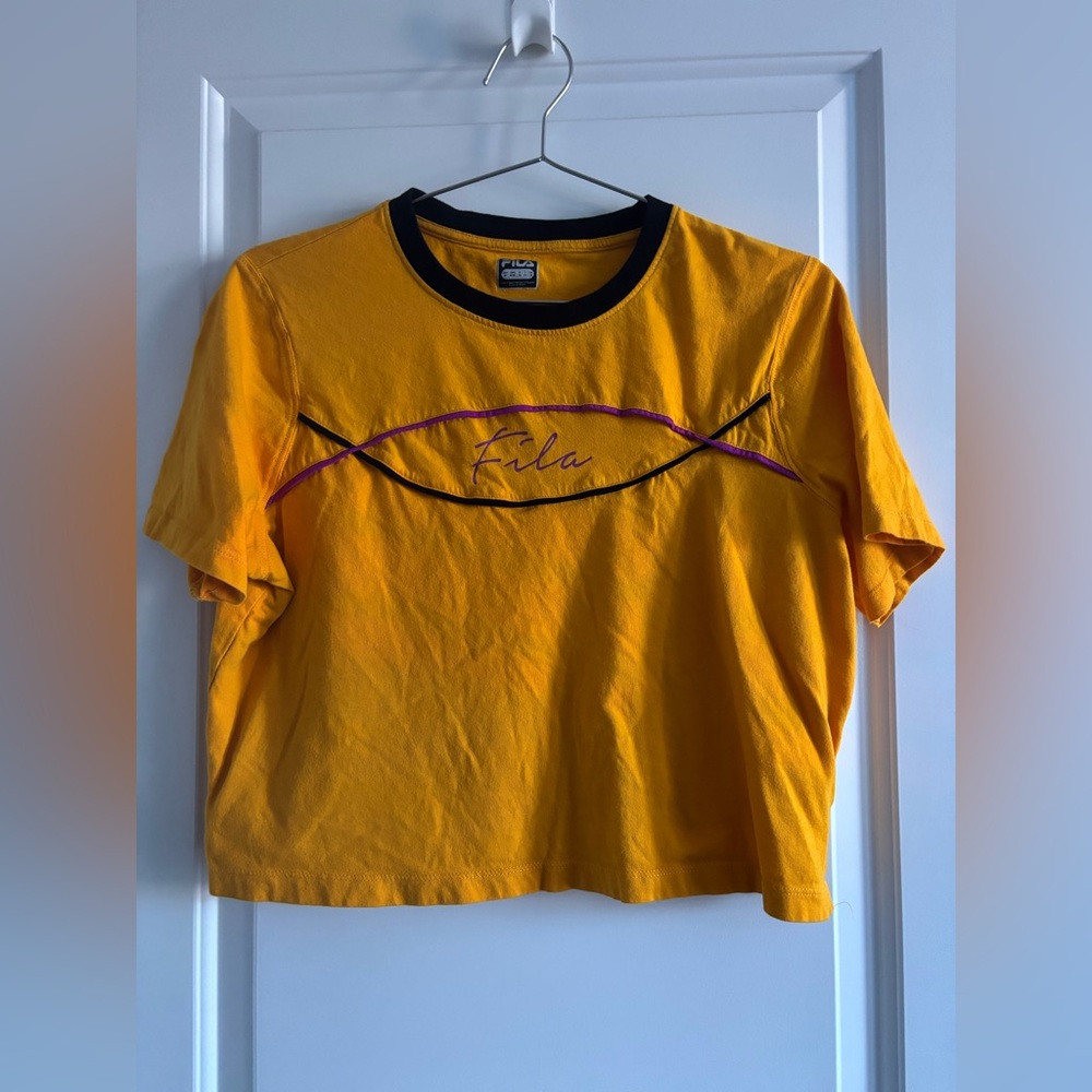 Fila Mustard Tee with Black and Purple Details